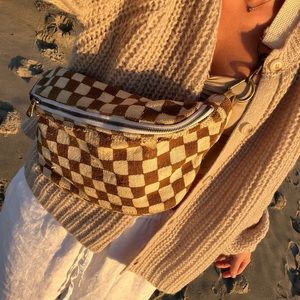 Jenna Bee Handmade - OCHRE & CREAM CHECKERED SLING BAG